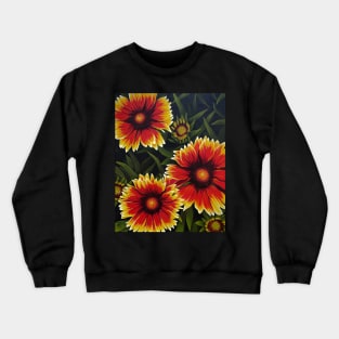 Orange Flowers in Grass Crewneck Sweatshirt